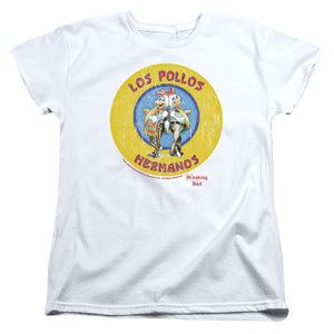 AN OFFCIALLY LICENSED BREAKING BAD LOS POLLOS HERMANOS WOMEN'S REGULAR FIT T-SHIRT WHITE