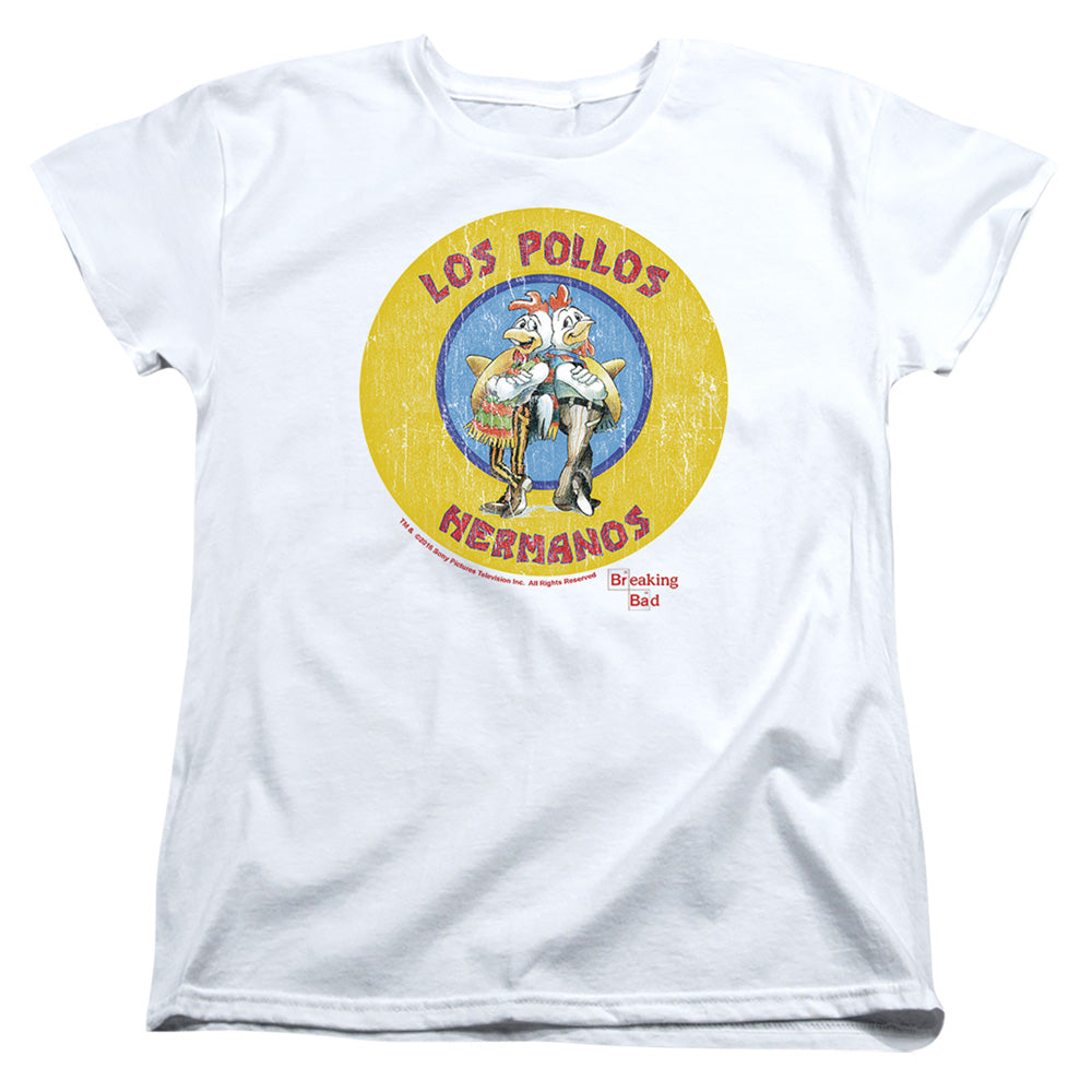 AN OFFCIALLY LICENSED BREAKING BAD LOS POLLOS HERMANOS WOMEN'S REGULAR FIT T-SHIRT WHITE