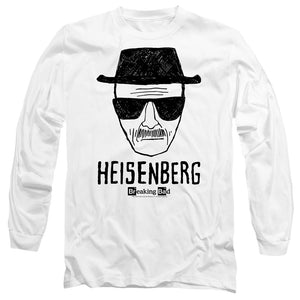 AN OFFCIALLY LICENSED BREAKING BAD HEISENBERG MEN'S LONG SLEEVE T-SHIRT WHITE