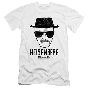 AN OFFCIALLY LICENSED BREAKING BAD HEISENBERG MEN'S PREMIUM SLIM FIT T-SHIRT WHITE