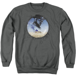 AN OFFCIALLY LICENSED BREAKING BAD CRYSTAL ADULT UNISEX CREWNECK SWEATSHIRT CHARCOAL