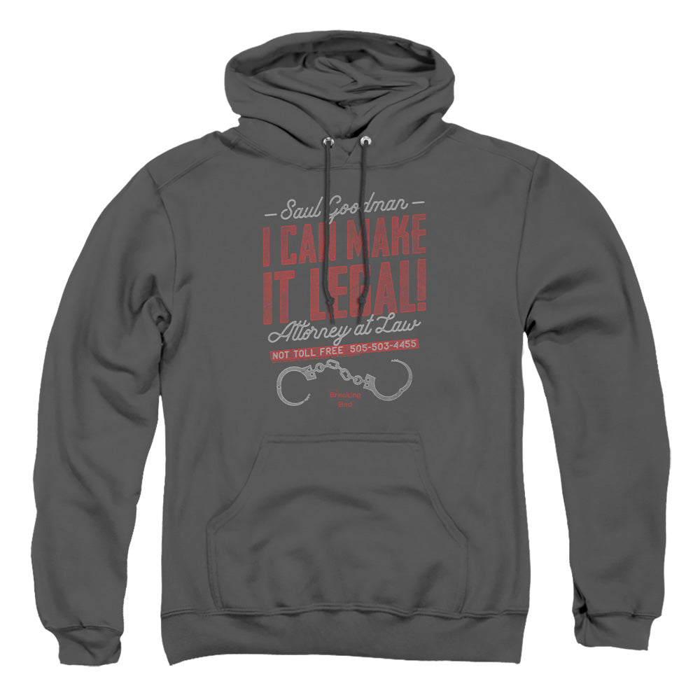 AN OFFCIALLY LICENSED BREAKING BAD MAKE IT LEGAL ADULT UNISEX PULLOVER HOODIE CHARCOAL