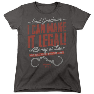 AN OFFCIALLY LICENSED BREAKING BAD MAKE IT LEGAL WOMEN'S REGULAR FIT T-SHIRT CHARCOAL