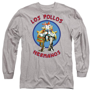 AN OFFCIALLY LICENSED BREAKING BAD LOS POLLOS HERMANOS MEN'S LONG SLEEVE T-SHIRT ATHLETIC HEATHER