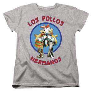 AN OFFCIALLY LICENSED BREAKING BAD LOS POLLOS HERMANOS WOMEN'S REGULAR FIT T-SHIRT ATHLETIC HEATHER