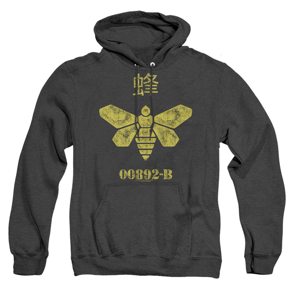 AN OFFCIALLY LICENSED BREAKING BAD METHYLAMINE BARREL BEE ADULT UNISEX HEATHER PULLOVER HOODIE BLACK