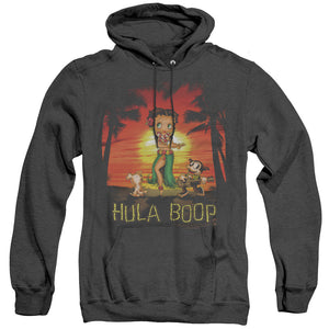 AN OFFCIALLY LICENSED BETTY BOOP HULABOOP ADULT UNISEX HEATHER PULLOVER HOODIE BLACK