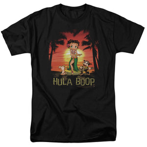 AN OFFCIALLY LICENSED BETTY BOOP HULABOOP MEN'S REGULAR FIT T-SHIRT BLACK