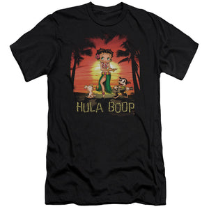 AN OFFCIALLY LICENSED BETTY BOOP HULABOOP MEN'S PREMIUM SLIM FIT T-SHIRT BLACK