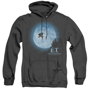AN OFFCIALLY LICENSED ET MOON SCENE ADULT UNISEX HEATHER PULLOVER HOODIE BLACK