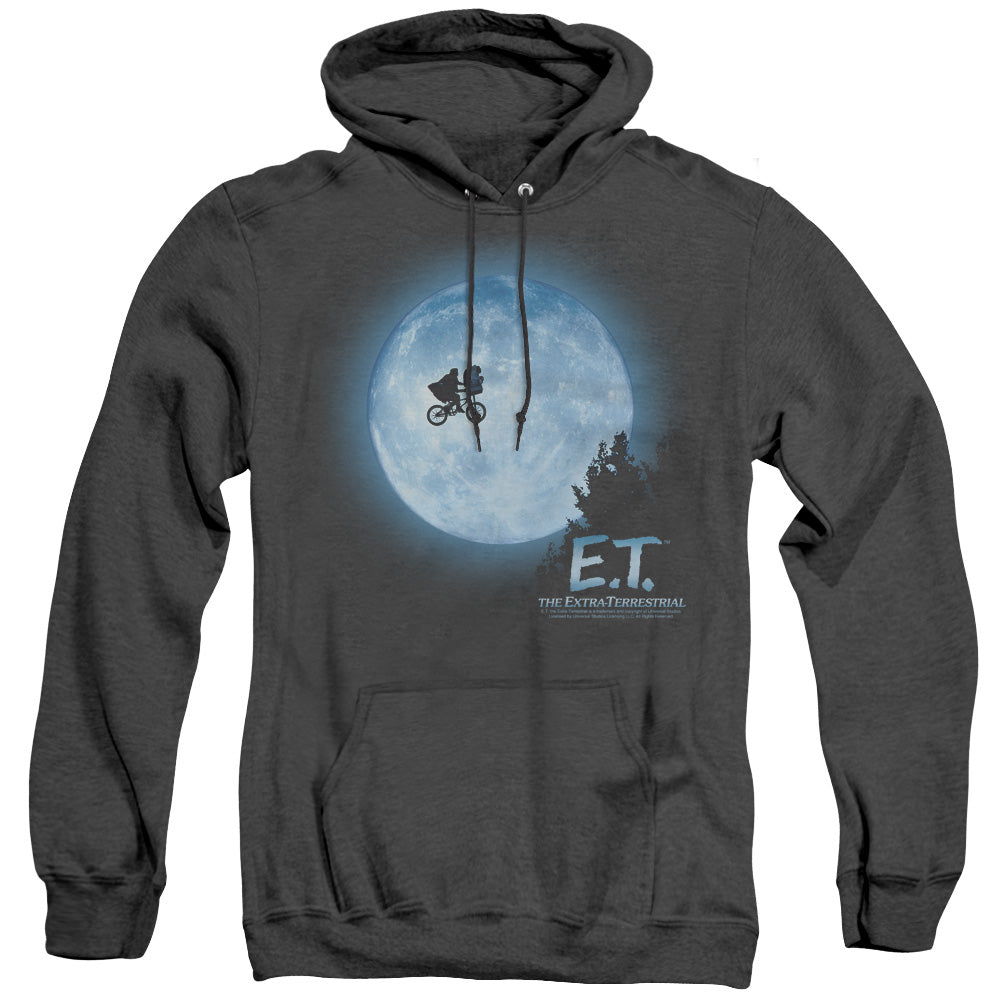 AN OFFCIALLY LICENSED ET MOON SCENE ADULT UNISEX HEATHER PULLOVER HOODIE BLACK