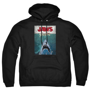 AN OFFCIALLY LICENSED JAWS LINED POSTER ADULT UNISEX PULLOVER HOODIE BLACK