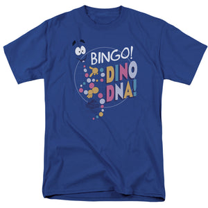 AN OFFCIALLY LICENSED JURASSIC PARK BINGO DINO DNA MEN'S REGULAR FIT T-SHIRT ROYAL