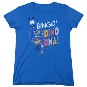 AN OFFCIALLY LICENSED JURASSIC PARK BINGO DINO DNA WOMEN'S REGULAR FIT T-SHIRT ROYAL