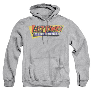 AN OFFCIALLY LICENSED FAST TIMES RIDGEMONT HIGH DISTRESSED LOGO ADULT UNISEX PULLOVER HOODIE ATHLETIC HEATHER