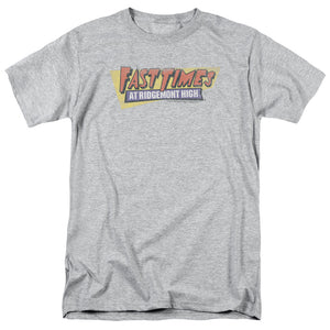 AN OFFCIALLY LICENSED FAST TIMES RIDGEMONT HIGH DISTRESSED LOGO MEN'S REGULAR FIT T-SHIRT ATHLETIC HEATHER