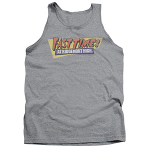 AN OFFCIALLY LICENSED FAST TIMES RIDGEMONT HIGH DISTRESSED LOGO ADULT UNISEX TANK TOP ATHLETIC HEATHER