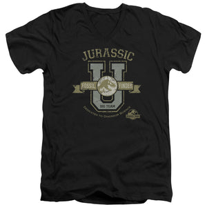 AN OFFCIALLY LICENSED JURASSIC PARK JURASSIC U MEN'S V-NECK T-SHIRT BLACK