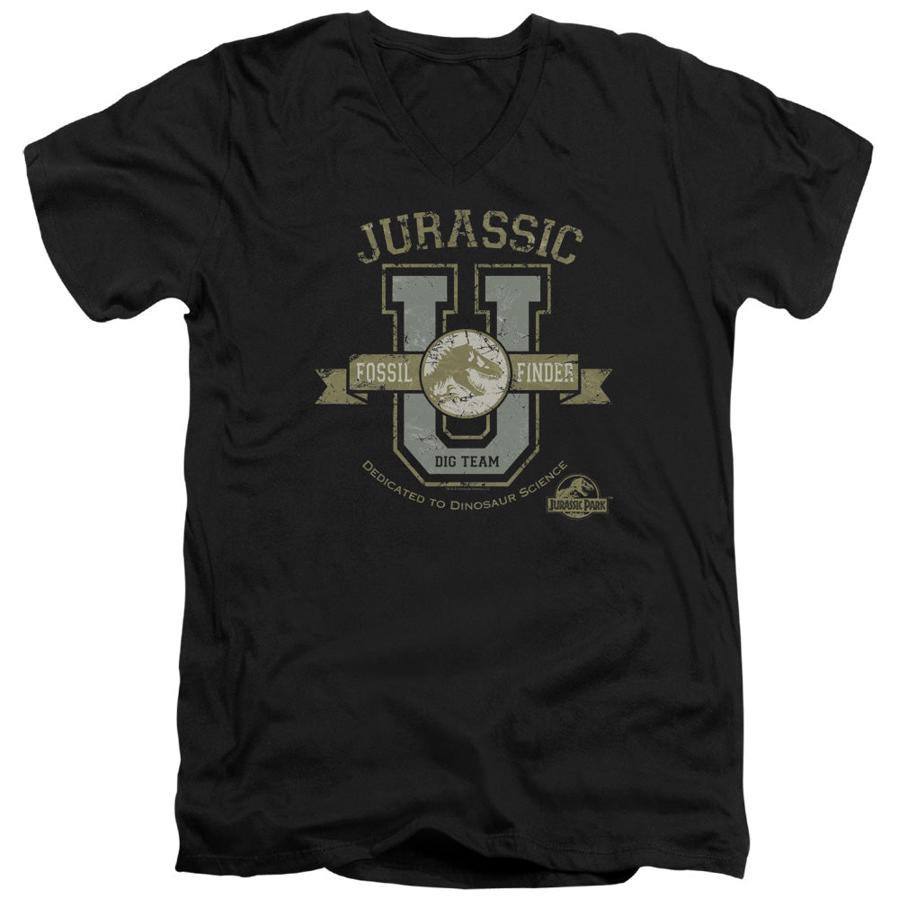 AN OFFCIALLY LICENSED JURASSIC PARK JURASSIC U MEN'S V-NECK T-SHIRT BLACK