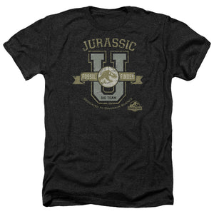 AN OFFCIALLY LICENSED JURASSIC PARK JURASSIC U MEN'S HEATHER T-SHIRT CHARCOAL