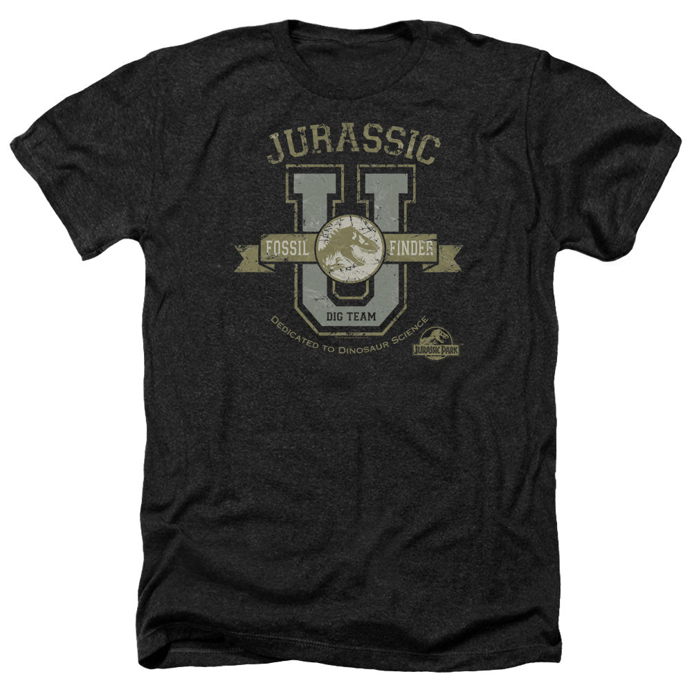 AN OFFCIALLY LICENSED JURASSIC PARK JURASSIC U MEN'S HEATHER T-SHIRT CHARCOAL