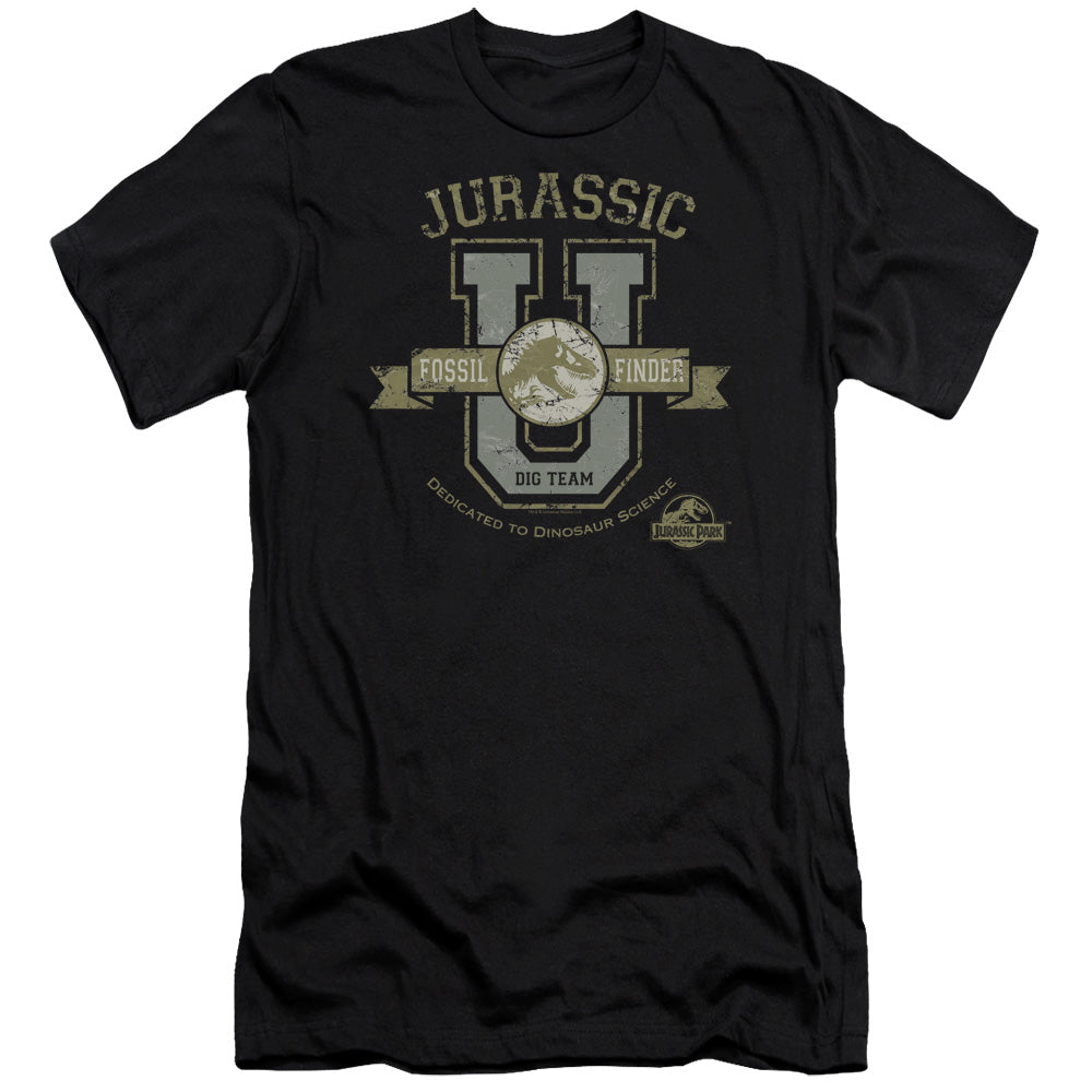 AN OFFCIALLY LICENSED JURASSIC PARK JURASSIC U MEN'S PREMIUM SLIM FIT T-SHIRT BLACK