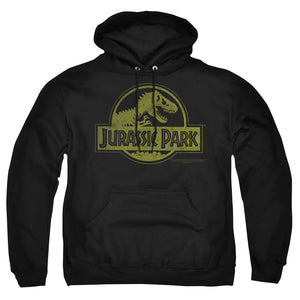 AN OFFCIALLY LICENSED JURASSIC PARK DISTRESSED LOGO ADULT UNISEX PULLOVER HOODIE BLACK