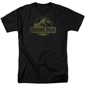 AN OFFCIALLY LICENSED JURASSIC PARK DISTRESSED LOGO MEN'S REGULAR FIT T-SHIRT BLACK