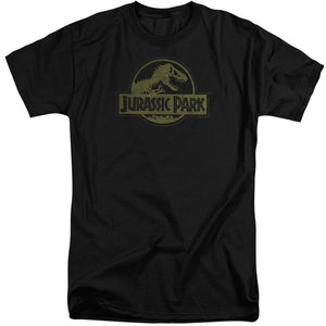 AN OFFCIALLY LICENSED JURASSIC PARK DISTRESSED LOGO MEN'S TALL FIT T-SHIRT BLACK