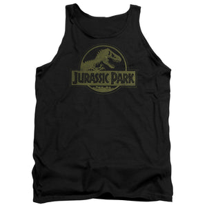 AN OFFCIALLY LICENSED JURASSIC PARK DISTRESSED LOGO ADULT UNISEX TANK TOP BLACK