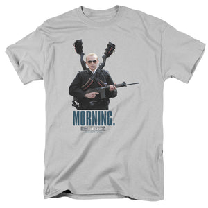 AN OFFCIALLY LICENSED HOT FUZZ MORNING MEN'S REGULAR FIT T-SHIRT SILVER