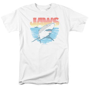 AN OFFCIALLY LICENSED JAWS COOL WAVES MEN'S REGULAR FIT T-SHIRT WHITE