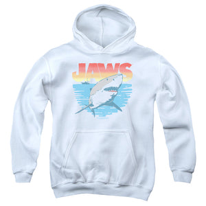 AN OFFCIALLY LICENSED JAWS COOL WAVES YOUTH HOODIE WHITE