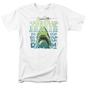 AN OFFCIALLY LICENSED JAWS DA DUM MEN'S REGULAR FIT T-SHIRT WHITE