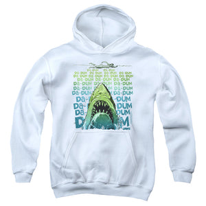AN OFFCIALLY LICENSED JAWS DA DUM YOUTH HOODIE WHITE