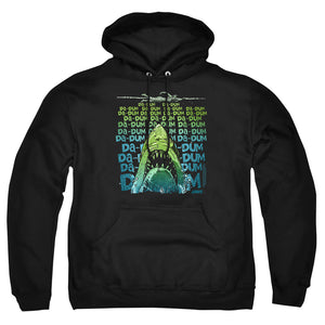 AN OFFCIALLY LICENSED JAWS DA DUM ADULT UNISEX PULLOVER HOODIE BLACK