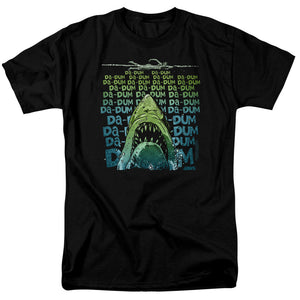 AN OFFCIALLY LICENSED JAWS DA DUM MEN'S REGULAR FIT T-SHIRT BLACK