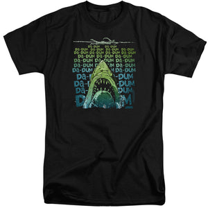 AN OFFCIALLY LICENSED JAWS DA DUM MEN'S TALL FIT T-SHIRT BLACK