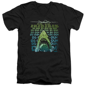 AN OFFCIALLY LICENSED JAWS DA DUM MEN'S V-NECK T-SHIRT BLACK