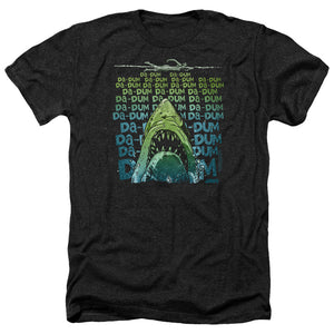 AN OFFCIALLY LICENSED JAWS DA DUM MEN'S HEATHER T-SHIRT CHARCOAL