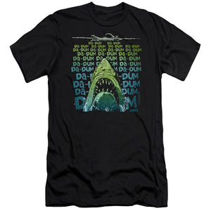 AN OFFCIALLY LICENSED JAWS DA DUM MEN'S PREMIUM SLIM FIT T-SHIRT BLACK
