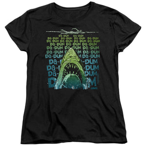 AN OFFCIALLY LICENSED JAWS DA DUM WOMEN'S REGULAR FIT T-SHIRT BLACK