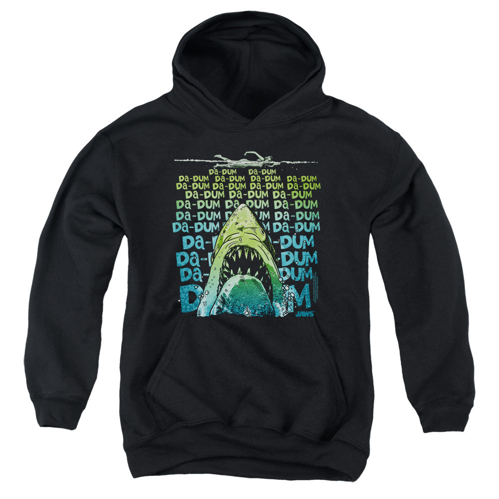 AN OFFCIALLY LICENSED JAWS DA DUM YOUTH HOODIE BLACK