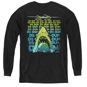 AN OFFCIALLY LICENSED JAWS DA DUM YOUTH LONG SLEEVE T-SHIRT BLACK