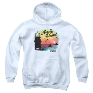 AN OFFCIALLY LICENSED JAWS AMITY ISLAND YOUTH HOODIE WHITE