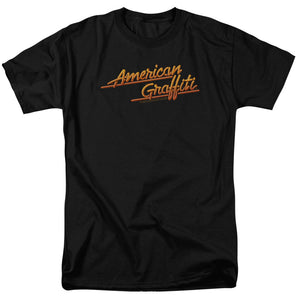 AN OFFCIALLY LICENSED AMERICAN GRAFFITI NEON LOGO MEN'S REGULAR FIT T-SHIRT BLACK