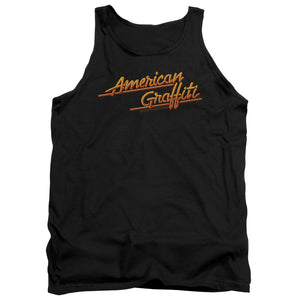 AN OFFCIALLY LICENSED AMERICAN GRAFFITI NEON LOGO ADULT UNISEX TANK TOP BLACK