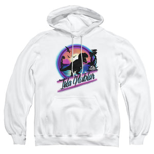 AN OFFCIALLY LICENSED JURASSIC PARK PREHISTORIC WALK ADULT UNISEX PULLOVER HOODIE WHITE