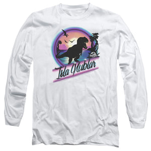 AN OFFCIALLY LICENSED JURASSIC PARK PREHISTORIC WALK MEN'S LONG SLEEVE T-SHIRT WHITE