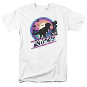 AN OFFCIALLY LICENSED JURASSIC PARK PREHISTORIC WALK MEN'S REGULAR FIT T-SHIRT WHITE